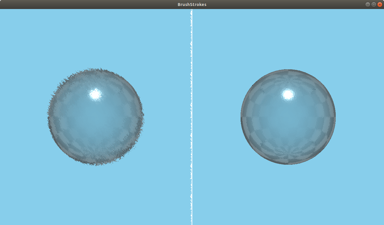 Scene comparison showing brush strokes effect