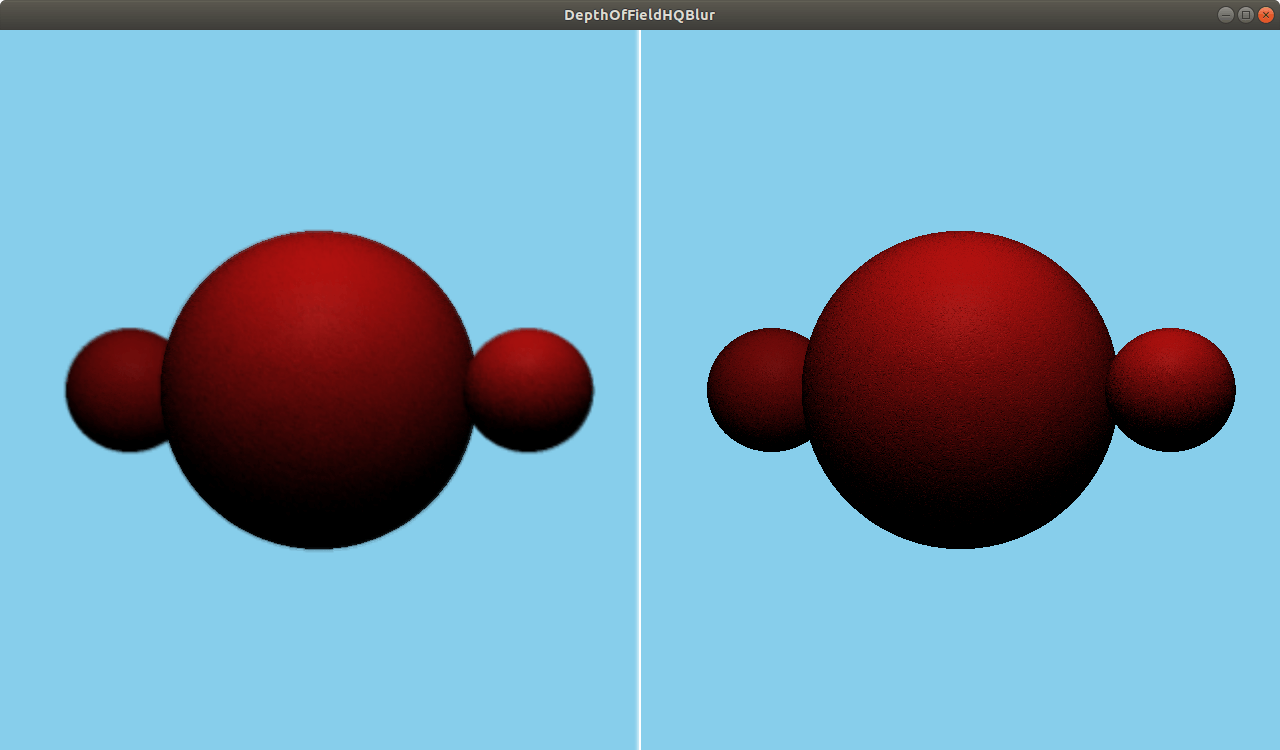 Scene comparison showing depth of field blur effect