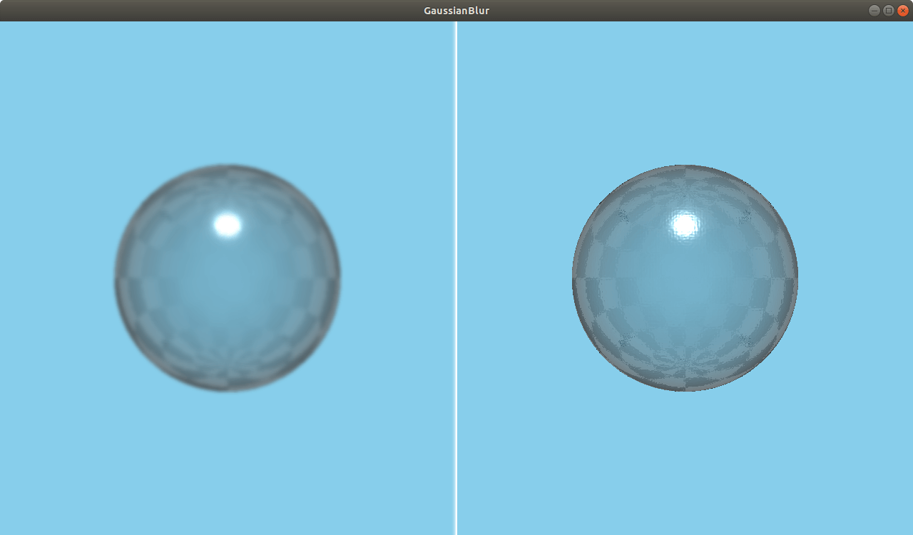 Scene comparison showing gaussian blur effect