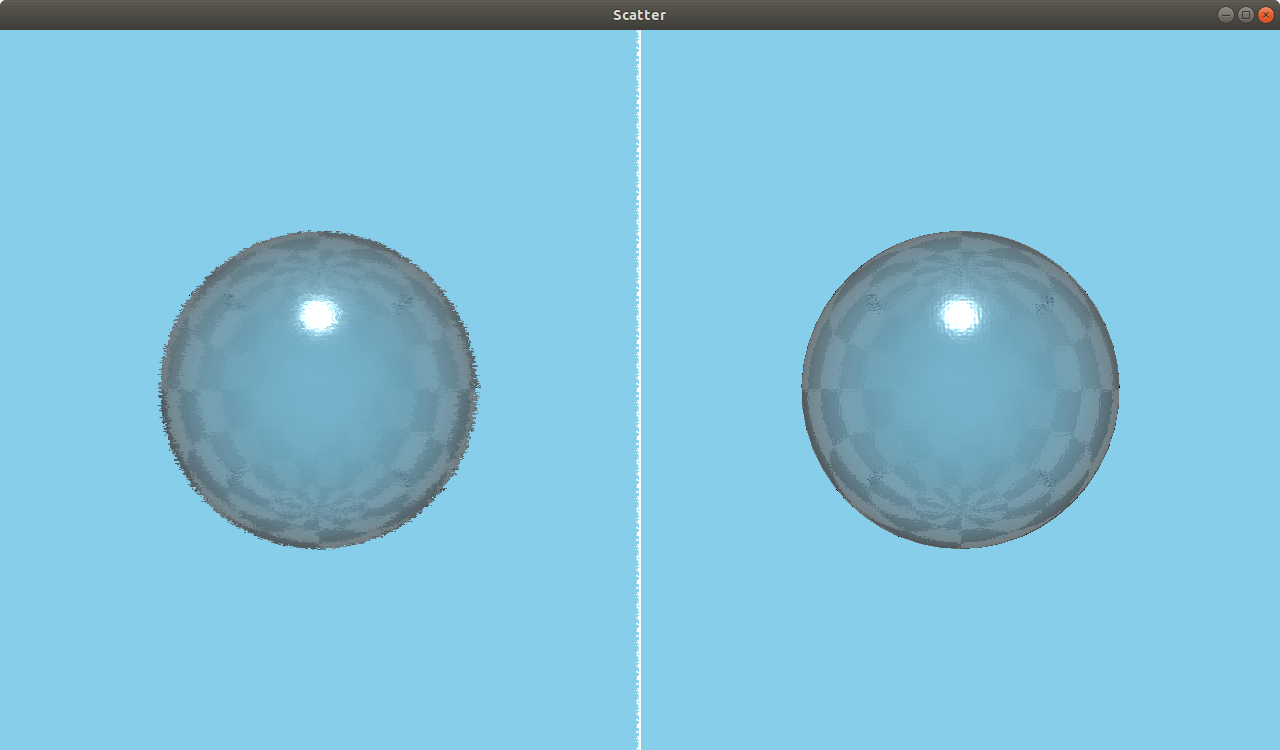 Scene comparison showing scatter effect