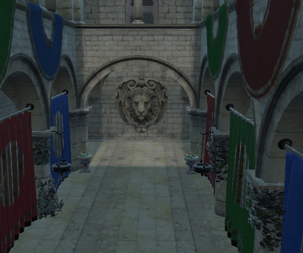 Stone hallway with default brightness level