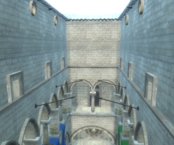 Stone courtyard with glow intensity 1.25