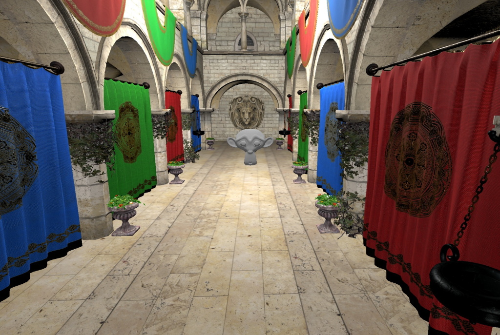 Medieval hall without screen-space global illumination