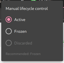 Manual lifecycle control menu