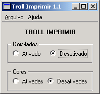 Screenshot showing the troll print in portuguese