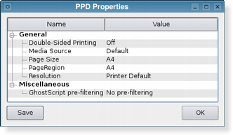Screenshot of settings in which the document will be printed