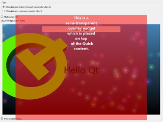 Qt logo with red overlay demonstrating widget stacking