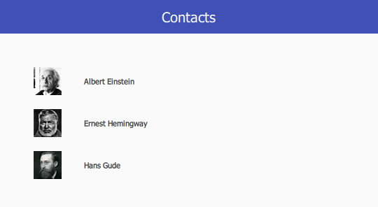 Contacts page with Material style and corrected header contrast