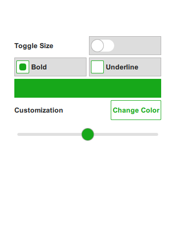 Application with customized flat style controls and theme options