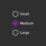 Material style controls with custom purple accent