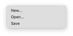 Menu with New, Open, Save in native style