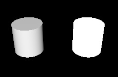 Cube and cylinder with unshaded custom material