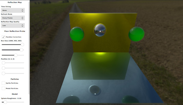 Reflective spheres on platform with probe controls