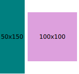 Two rectangles side by side showing their dimensions
