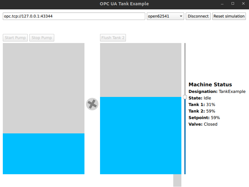 Water pump application with two tanks, pump controls, and status panel