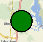 Green circle on a map