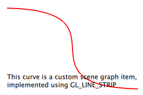 Bezier curve rendered using custom scene graph geometry with line strips