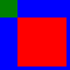 Blue and red squares with specific scaling and positioning