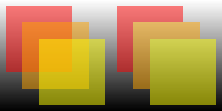 Overlapping colored rectangles rendered as shader effect source