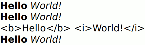 Multiple text format display examples: AutoText, HTML, plain, and Markdown