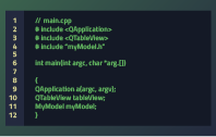 Code editor with Qt C++ application code