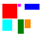 Colored rectangles aligned top-left in grid cells