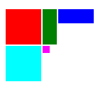 Five colored rectangles arranged in a grid formation