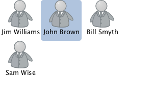 Contact grid with John Brown highlighted in blue