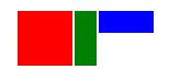 Three colored rectangles arranged horizontally in a Row