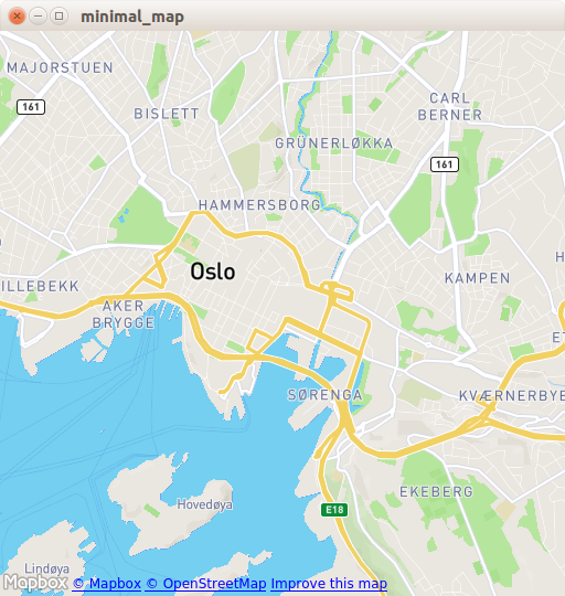 Application window showing a map of central Oslo