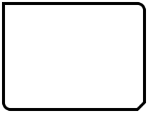 Rectangle outline with three rounded corners and one beveled corner