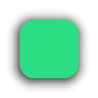 Green rounded square casting a soft gray box shadow on all sides