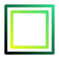 Two nested square outlines with diagonal gradients of green to black and green to yellow