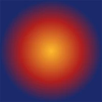Square with a radial gradient from a yellow center through red to a blue edge
