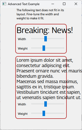 Text overflowing outside its bounding boxes before width and weight adjustment