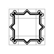 Decorative frame with ornate corners and guide lines showing 9-region divisions