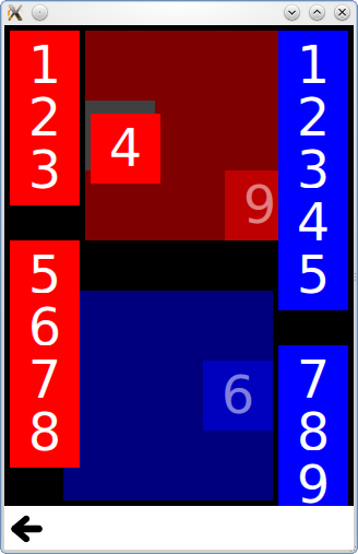 Numbered red and blue tiles being dragged between drop zones