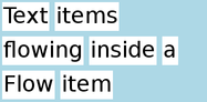 Text items wrapped in a wider Flow container