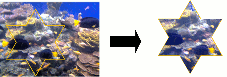 Image before and after clipping to a star shape, showing only the clipped region
