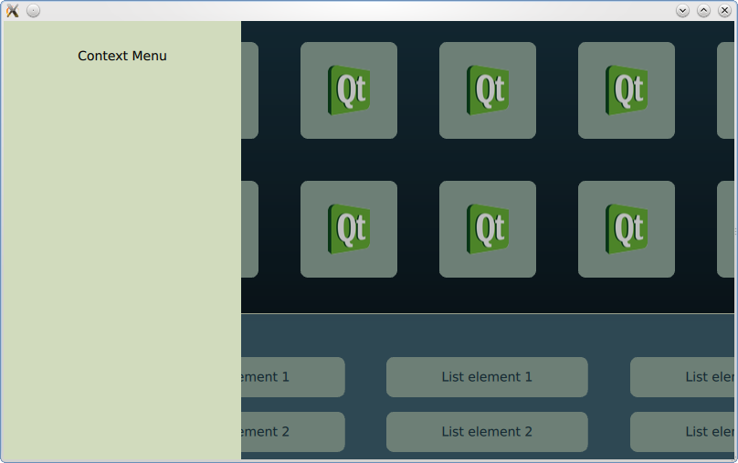 Grid and list elements demonstrating keyboard navigation, interrupted by a placeholder context menu at the left side