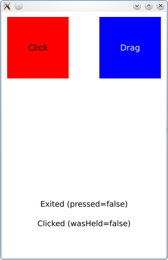 Red Click square and blue Drag square with mouse event status text below