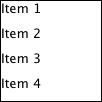 List displaying four text items from a QStringList model