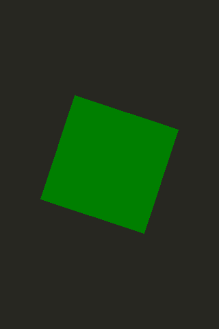 Green square rotated by JavaScript-calculated angle