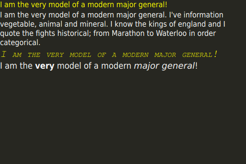 Text displayed in various styles including title, body, and italic