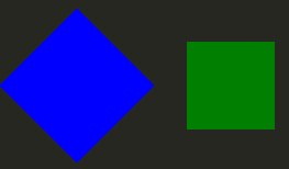 Blue square rotated 45 degrees and smaller green square