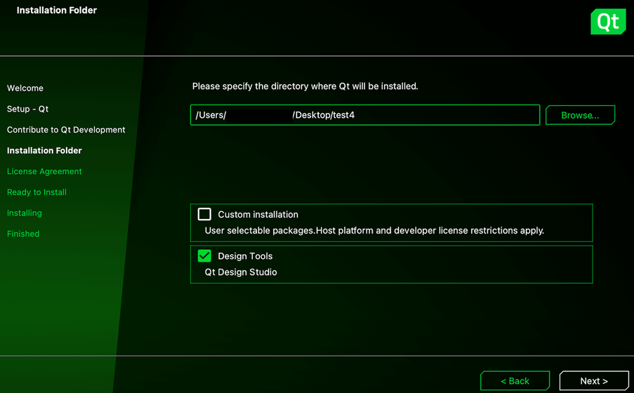 Qt Online Installer with Design Tools selected