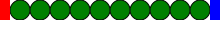 Row with red rectangle, ten green circles from Repeater, and blue rectangle