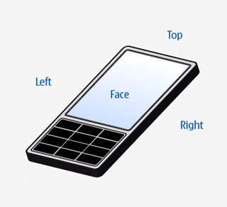 Device with the Top, Left, Right, and Face edges labeled