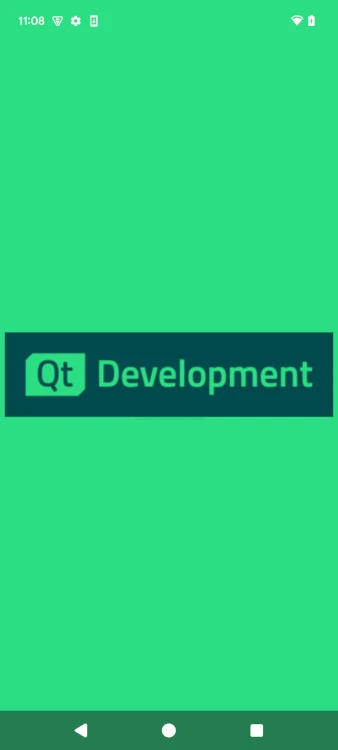 Android splash screen with Qt Development logo on green background