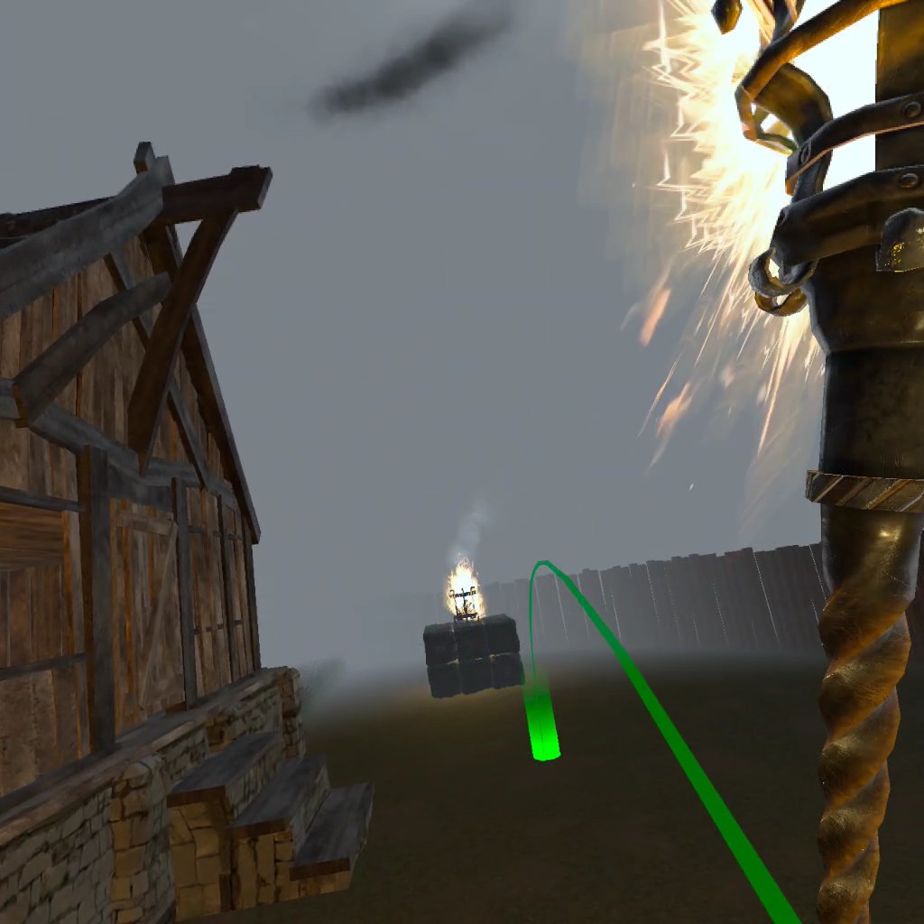 XR scene demonstrating physics-affected teleportation locomotion